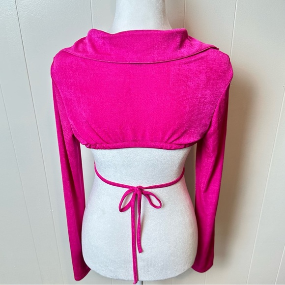 Shein Pink Button Down Crop Top M - Picture 3 of 7